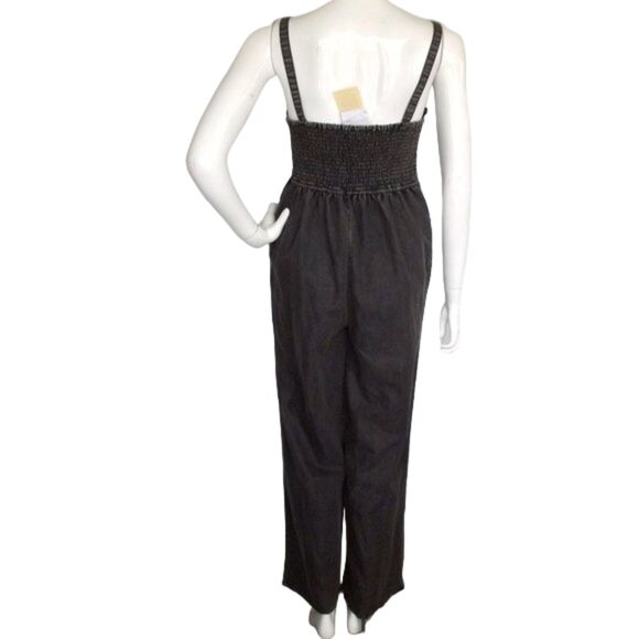 new BOG Collective Jumpsuit, S, Faded Black, Adj Wide Straps, Smocked upper - Picture 4 of 15